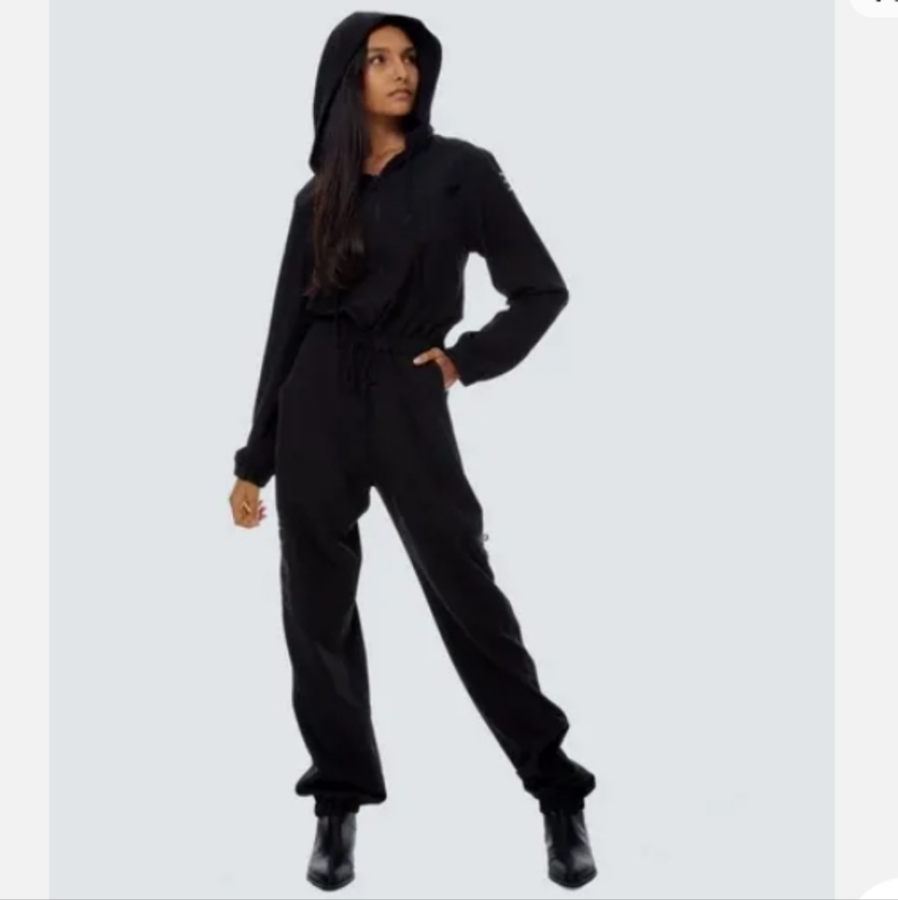 Black BioRomper Jumpsuit with Hood Unisex Antimicrobial